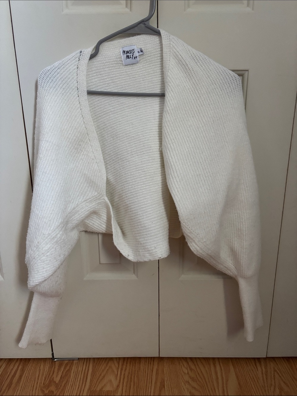 Princess Polly Cream Cropped Open-Front Knit Cardigan
